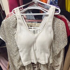 White Ribbed Tank Top